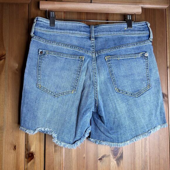 Pilcro Anthropologie Mid-Rise Slim Boyfriend Denim Shorts Women’s 27 Embroidered - Picture 10 of 10